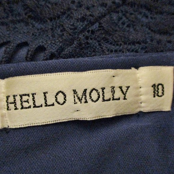 Hello Molly Women's Low Cut Bodycon Dress, Lace, Navy Blue, Criss Cross, Size 10 - Picture 14 of 16